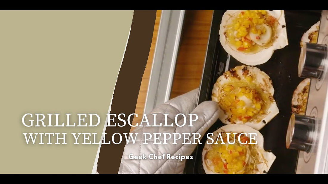 Grilled Scallop with Yellow Pepper Sauce using Air Fryer Oven | Geek Chef Recipes