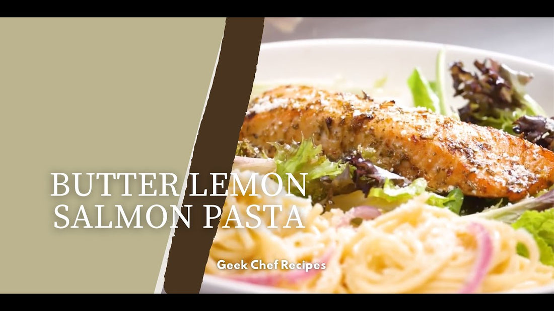 Baked Lemon Butter Salmon with Spaghetti using Air Fryer Oven | Geek Chef Recipes