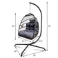 Swing Egg Chair with Stand Indoor Outdoor, UV Resistant Cushion Hanging Chair with Guardrail and Cup Holder, Anti-Rust Foldable Aluminum Frame Hammock Chair, 350lbs Capacity for Porch Backyard