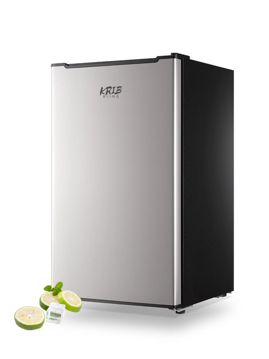 KRIB BLING 3.0 Cu.ft Upright Freezer Compact Mini Freezer with Removable Shelves for Bedroom, Office, Kitchen, Dorm,Silver