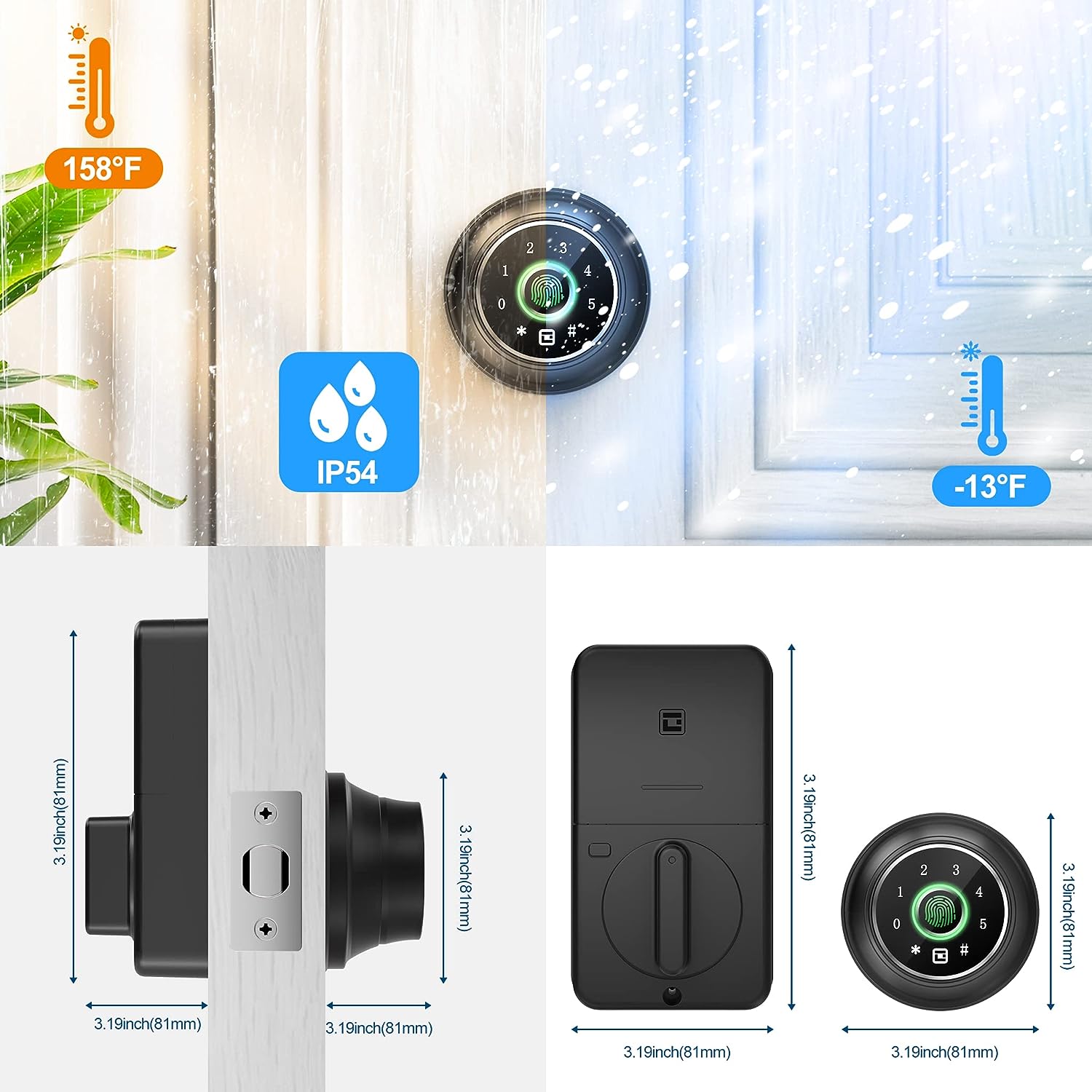 thumbnail image 2 of AST 4 In 1 Keyless Smart Door Knob With Keypad & App Control (Zinc 2 of 13