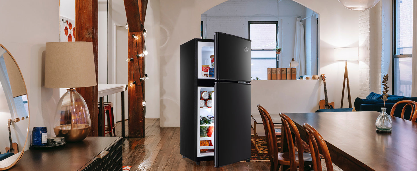  Anukis Compact Refrigerator 3.5 Cu Ft 2 Door Mini Fridge with  Freezer For Apartment, Dorm, Office, Family, Basement, Garage, Black :  Appliances