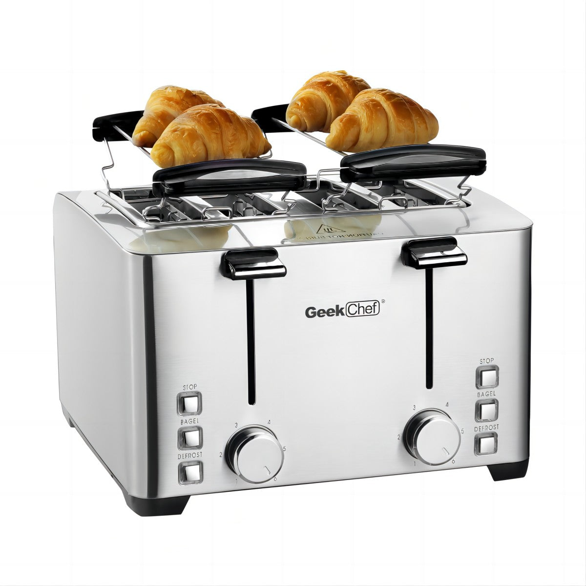 Geek Chef 4 Slice Toaster, Stainless Steel Bread Bagel Toaster