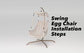 Swing Egg Chair with Stand Indoor Outdoor, UV Resistant Beige Cushion Hanging Chair with Cup Holder, Wicker Rattan Frame 350lbs Capacity Hammock Chair for Patio Bedroom（with Sunshade Cloth）