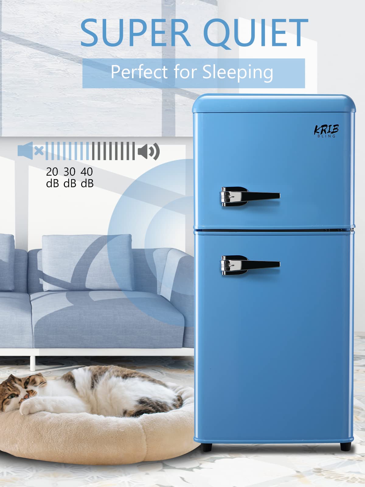 Galanz Retro Compact Mini Fridge with Freezer, 2-Door, Energy Efficient,  Small Refrigerator for Dorm, Office, Bedroom, 3.1 cu ft, Black