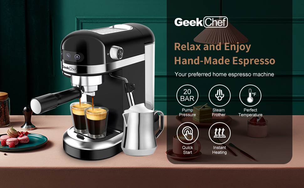 Geek Chef Espresso Machine,20 bar espresso machine with milk
