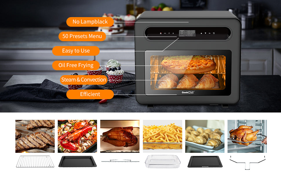 Air Fryer Toaster Oven, 50-in-1 Steam Countertop Convection Oven