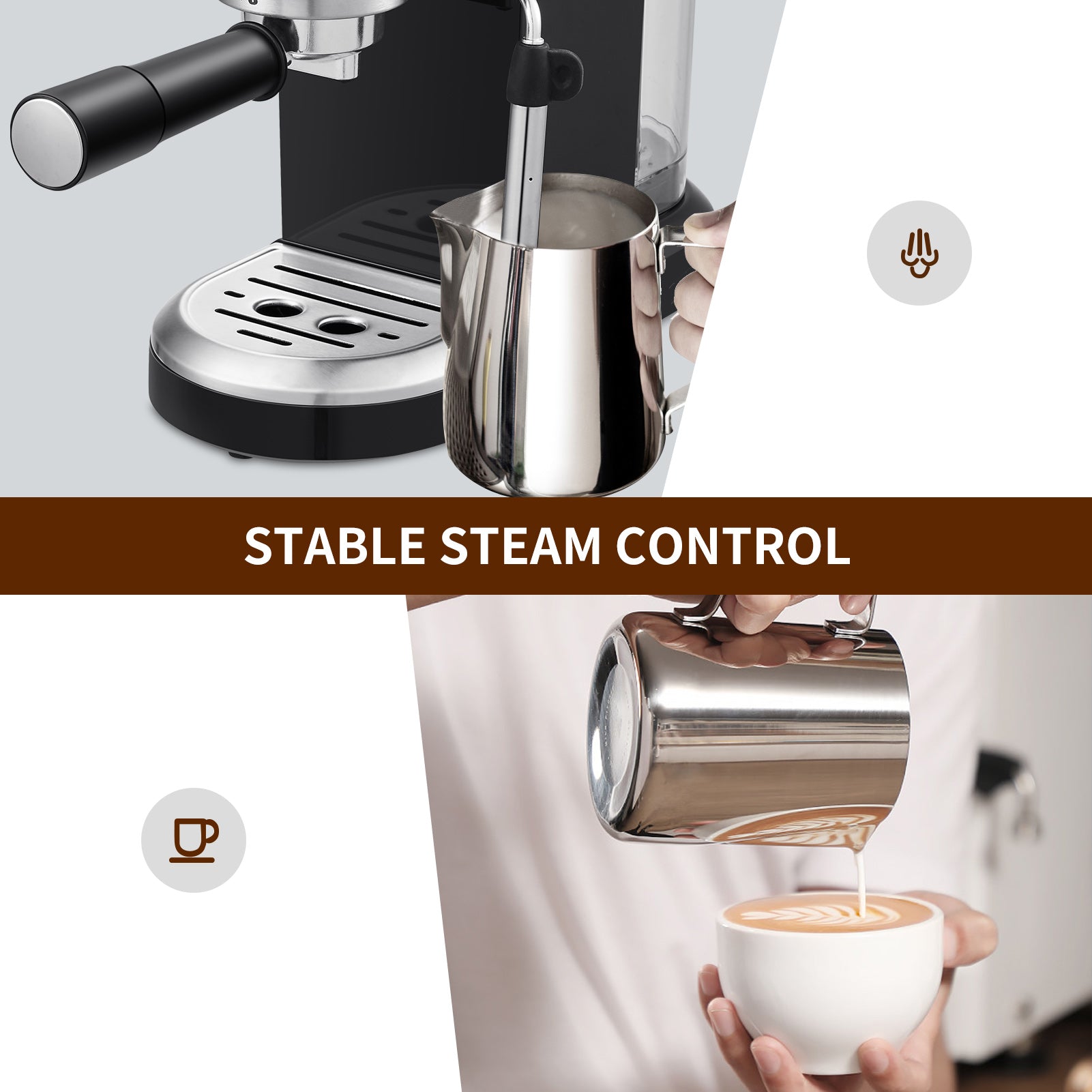 20 Bar Espresso Machine, 1350W Compact Espresso Cofee Machine for Home