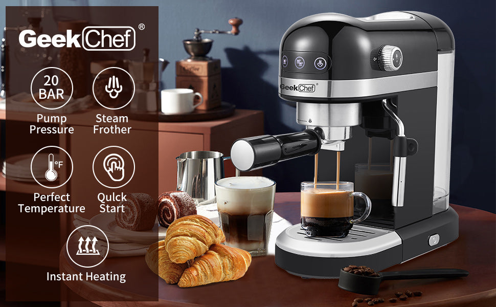 Geek Chef Espresso Machine,20 bar espresso machine with milk frother f