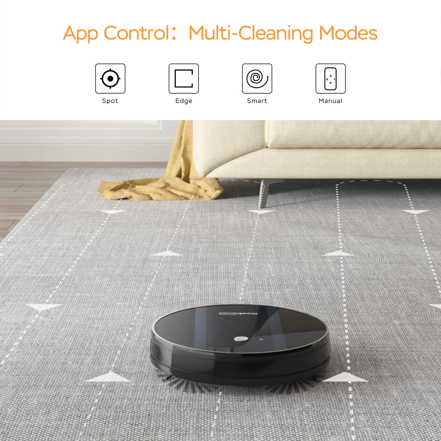 Geek Smart G6 Robot Vacuum Cleaner, Ultra-Thin, 1800Pa Strong Suction, Automatic Self-Charging, Wi-Fi Connect, App Control, Great for Hard Floors to Carpets