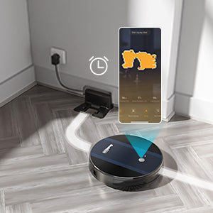 Geek Smart G6 Robot Vacuum Cleaner, Ultra-Thin, 1800Pa Strong Suction, Automatic Self-Charging, Wi-Fi Connect, App Control, Great for Hard Floors to Carpets